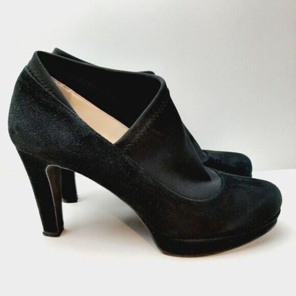 RON WHITE Italy Suede Low Platform Stiletto Heel Slip-on Shoes Sz 9.5 - Picture 4 of 15